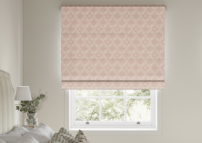 Trellis Prints, Vine and Bloom Rosies Pink - Roman Blind - Image 3